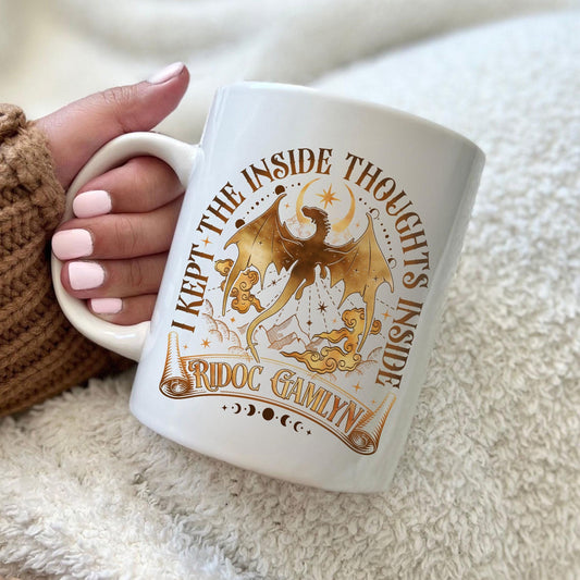 Ridoc Gamlyn Coffee Mugs, I Kept The Inside Thoughts Inside Mug, Onyx Storm Mug, Dragon Rider Mug, Quest Squad Onyx Storm MGVLR19