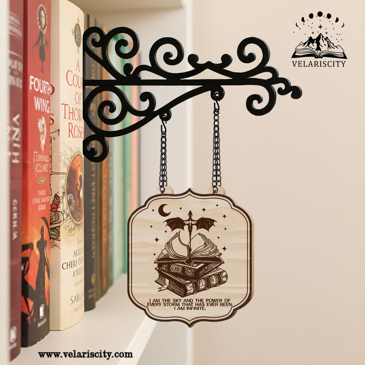 Fourth Wing Book Tavern Signs, I Am the Sky Quote Wooden Sign, Empyrean Dragon Fantasy Decor, Fantasy Decor for Book Lovers, Home Library Decor, Book Gift BSVLR19