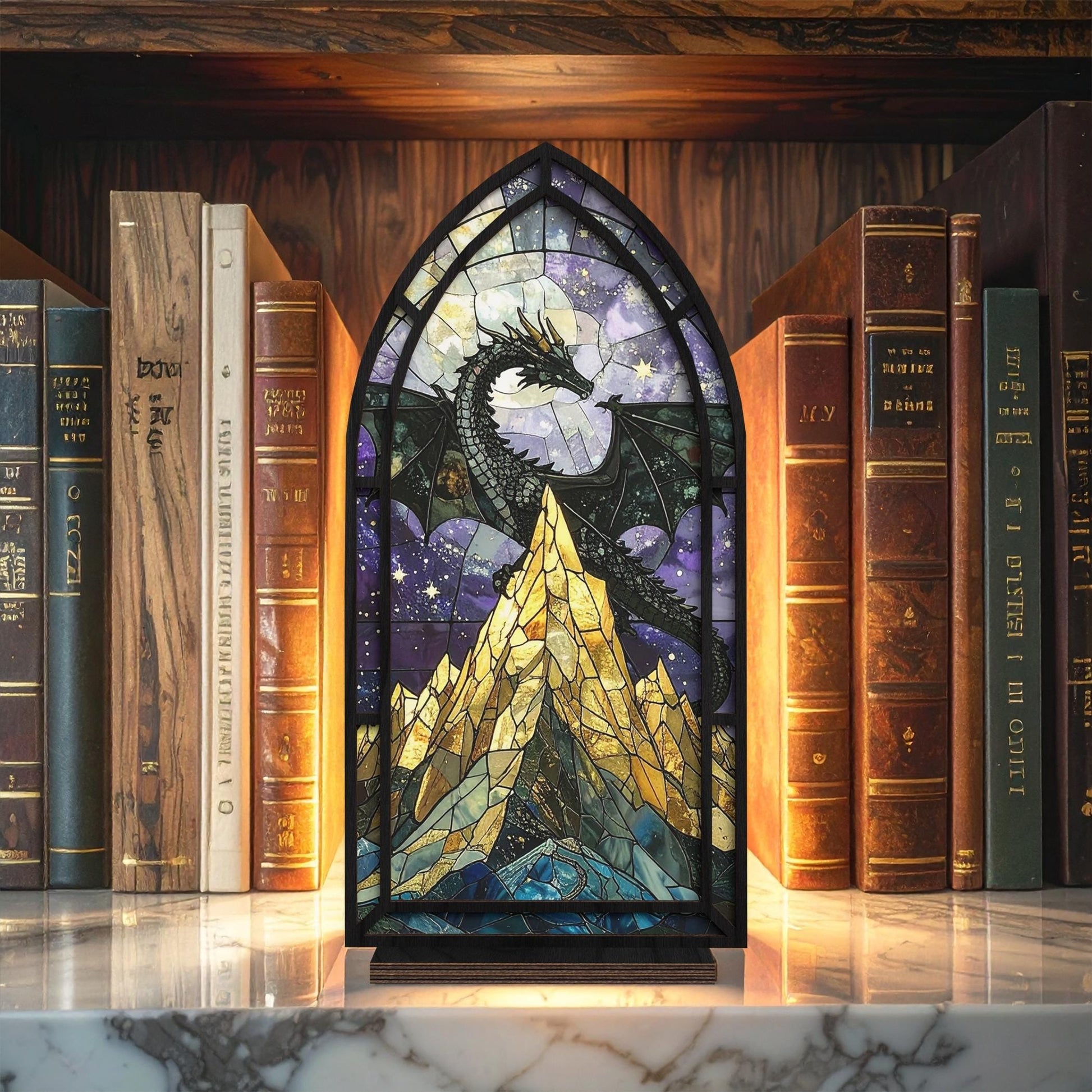 Fantasy Book Nook With Candle, Inspired by Fourth Wing's Dragon Library Sign, Outstanding Dragon Book Nook, Fantasy Book Lover & Reader Gift, Cozy Glow Book Nook BNVLR01