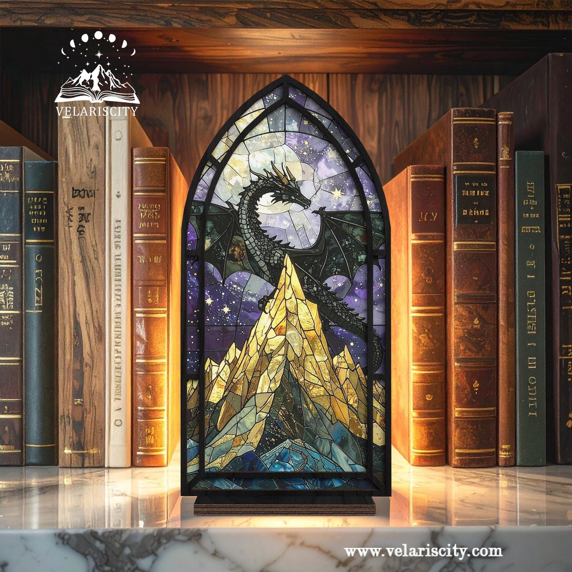 Fantasy Book Nook With Candle, Inspired by Fourth Wing's Dragon Library Sign, Outstanding Dragon Book Nook, Fantasy Book Lover & Reader Gift, Cozy Glow Book Nook BNVLR01