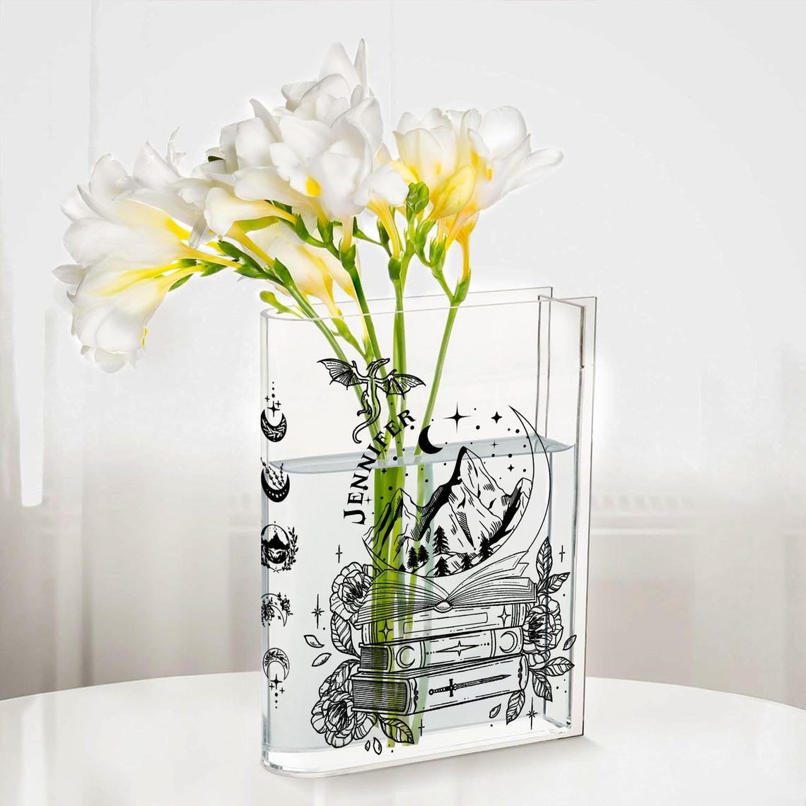 Personalized Night Court Bookish Acrylic Book Vase, Reader Bookshelf Gift, Book Lovers, Fantasy Book Vase, VLRBV02