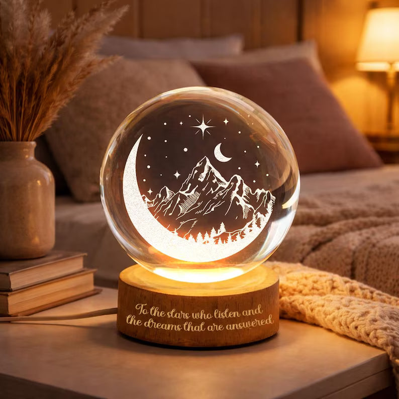 To the Stars Who Listen Crystal Ball Night Light, Night Court Inspired, Book Lover Gift, Velaris Lamp, City Starlight, Gift For Her. NLVLR1