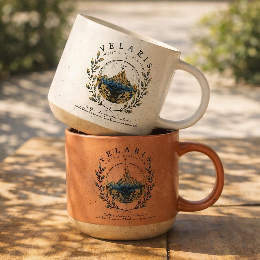 Velaris Pottery Mug, ACOTAR Inspired Bookish Coffee Cup, City of Starlight Night Court Gift for Fantasy Book Lovers PMVLR22