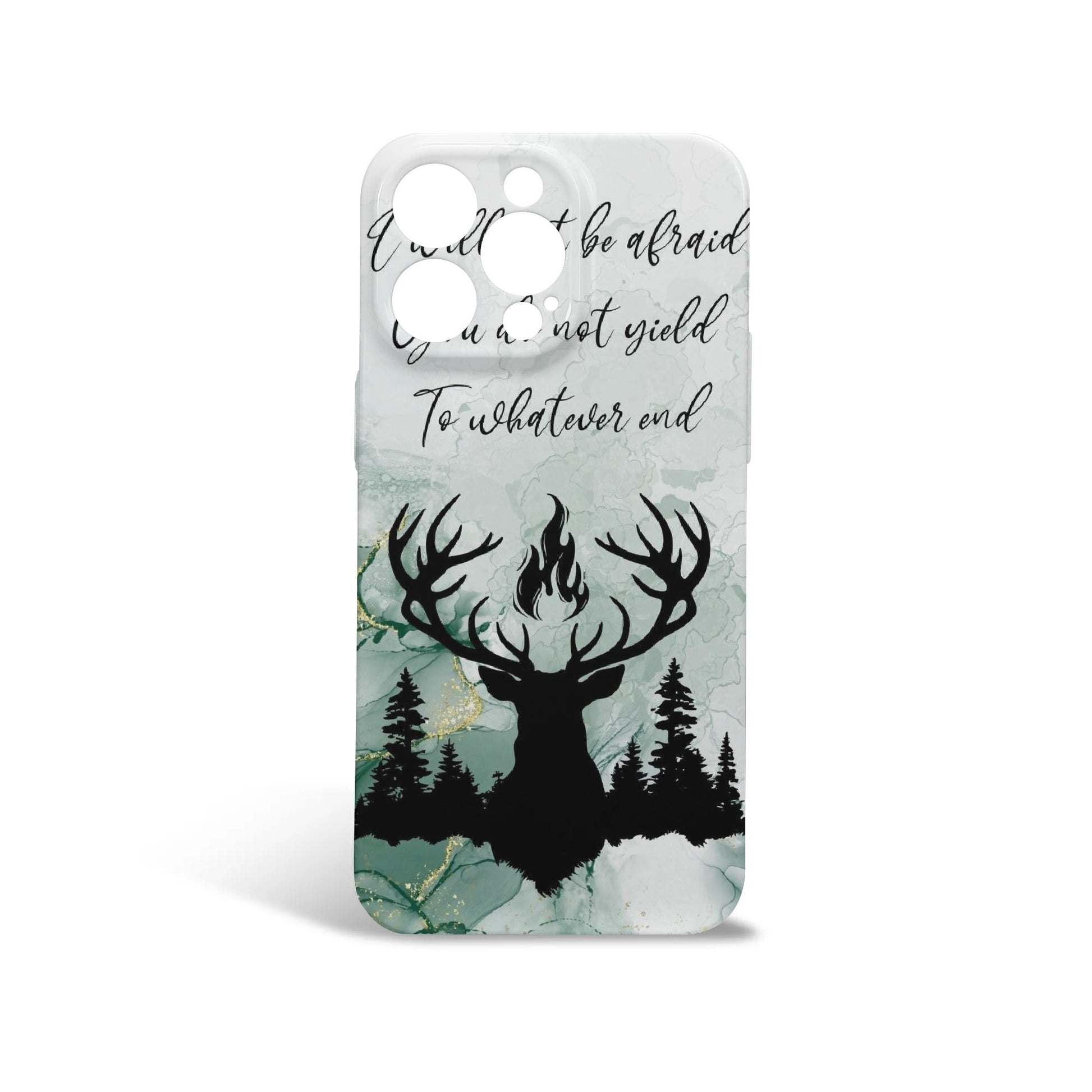 Terrasen Fireheart Deer Phone Case - Inspired by Throne of Glass, Magical Forest and Courage Quote iPhone Cover, Fantasy Art Accessories PCVLR02