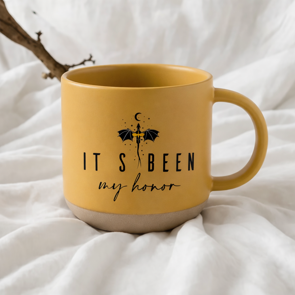 It’s Been My Honor Dragon Ceramic Mug, Fourth Wing Inspired Bookish Coffee Cup, Fantasy Reader Gift, Cozy Reading Aesthetic PMVLR13