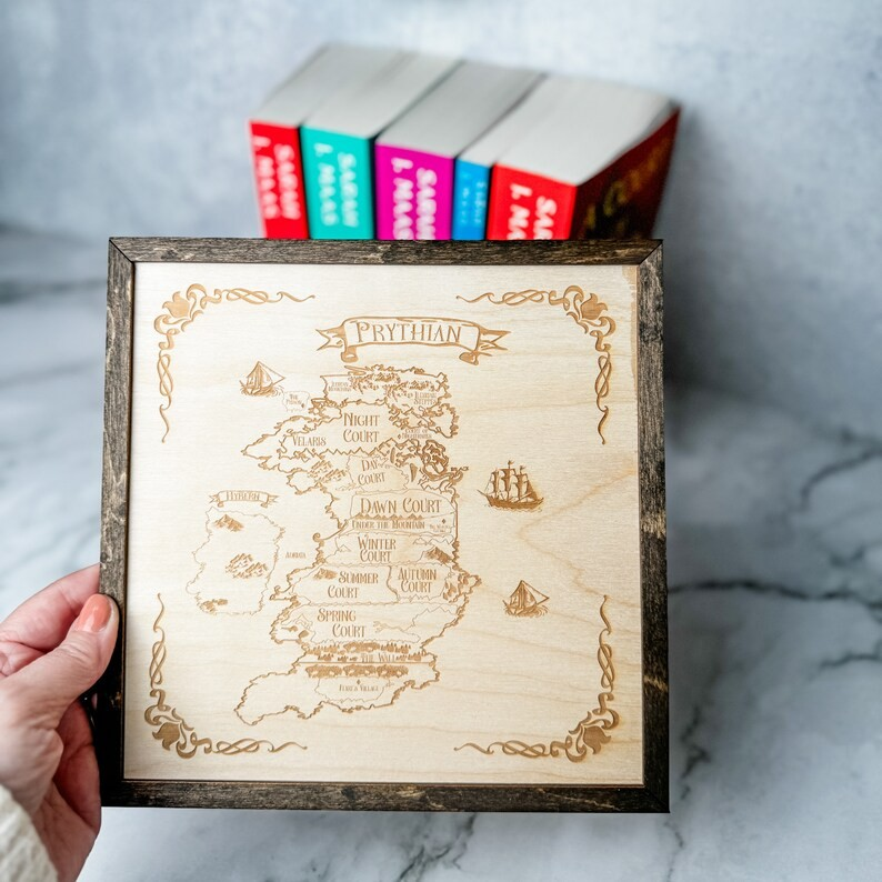 ACOTAR Prythian Map Wood Sign, Laser Engraved Fantasy Wall Art, Bookshelf Decor Gift WSVLR01
