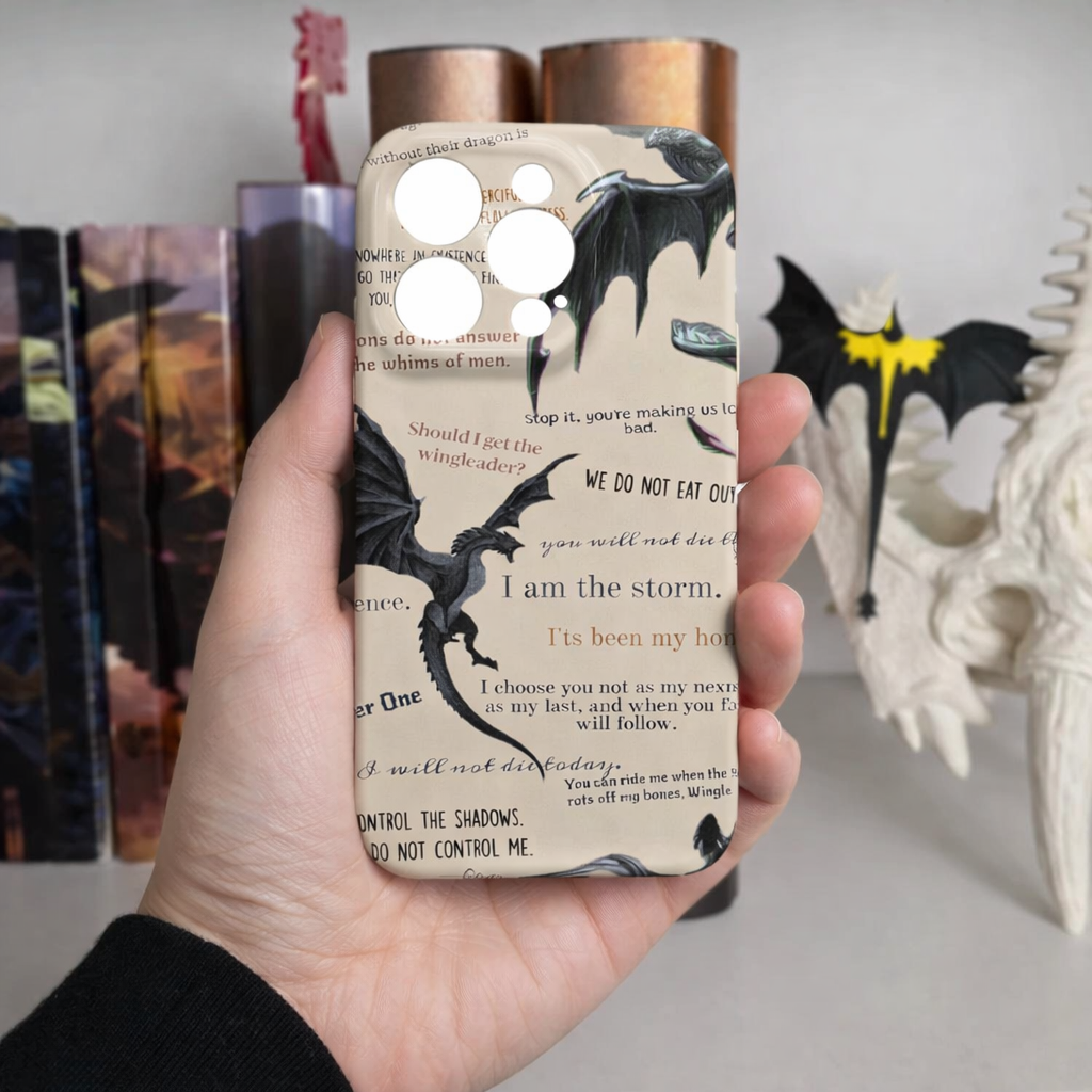 Fourth Wing dragon phone case, fantasy design with quotes, unique gift for dragon lovers, durable and stylish, Bookish Gift PCVLR76