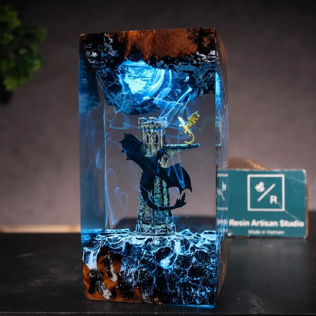 Tairn and Andarna Resin Lamp, Fourth Wing Inspired Dragon Decor, Empyrean Book Lover Gift, Fantasy RGB LED Night Light. ERNLVLA20