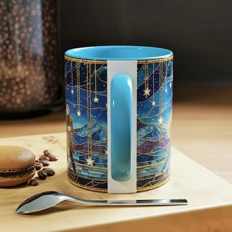 ACOTAR Night Court Coffee Mug, Feyre and Rhysand Stained Glass Style Mug, Starfall Fantasy Romance Art Cup, Bookish Tea Mug