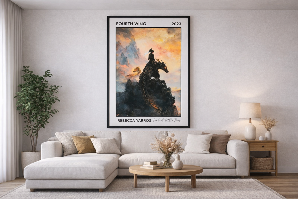 Fourth Wing Poster by Rebecca Yarros, Romantasy Dragon Wall Art Print, Bookish Fantasy Decor Gift for Readers VLRP65