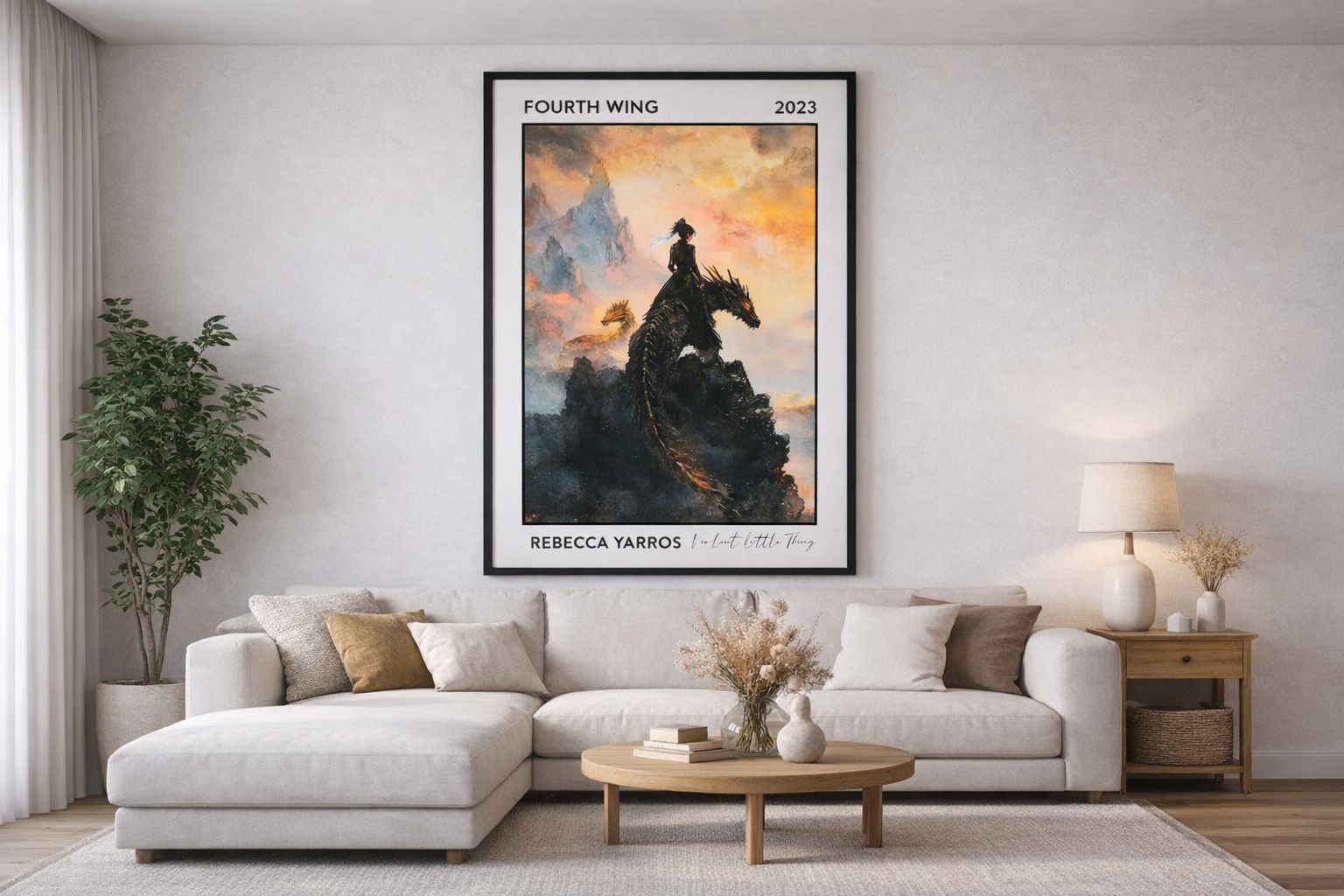 Fourth Wing Poster by Rebecca Yarros, Romantasy Dragon Wall Art Print, Bookish Fantasy Decor Gift for Readers VLRP65