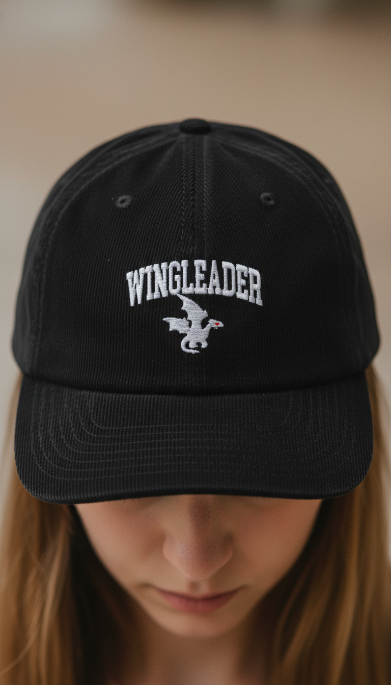 Fourth Wing Inspired, Wingleader, Dragon Rider, Bookish Hat, Corduroy Dad Hat, Embroidered Cap VLRH15