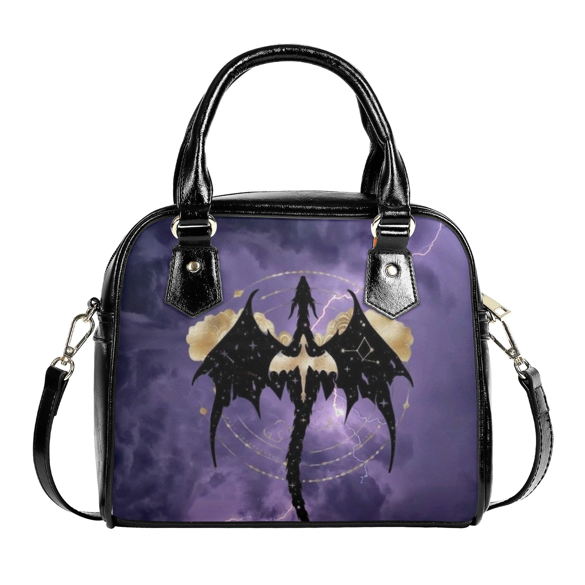 Fourth Wing Leather Bag, Fourth Wing Bag, Personalized Leather Bag, Purple Dragon Winged Handbag, Perfect Gift for Women. HBVLR02