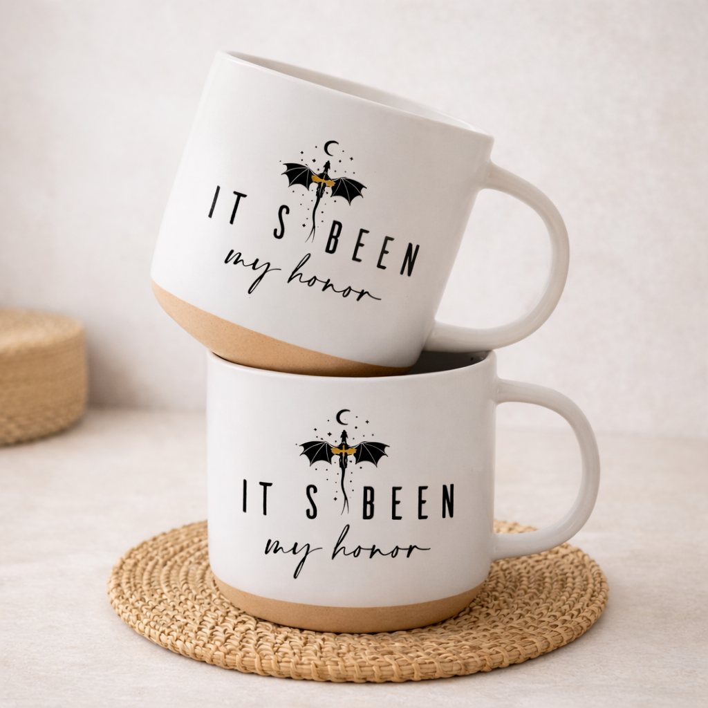 It’s Been My Honor Dragon Ceramic Mug, Fourth Wing Inspired Bookish Coffee Cup, Fantasy Reader Gift, Cozy Reading Aesthetic PMVLR13