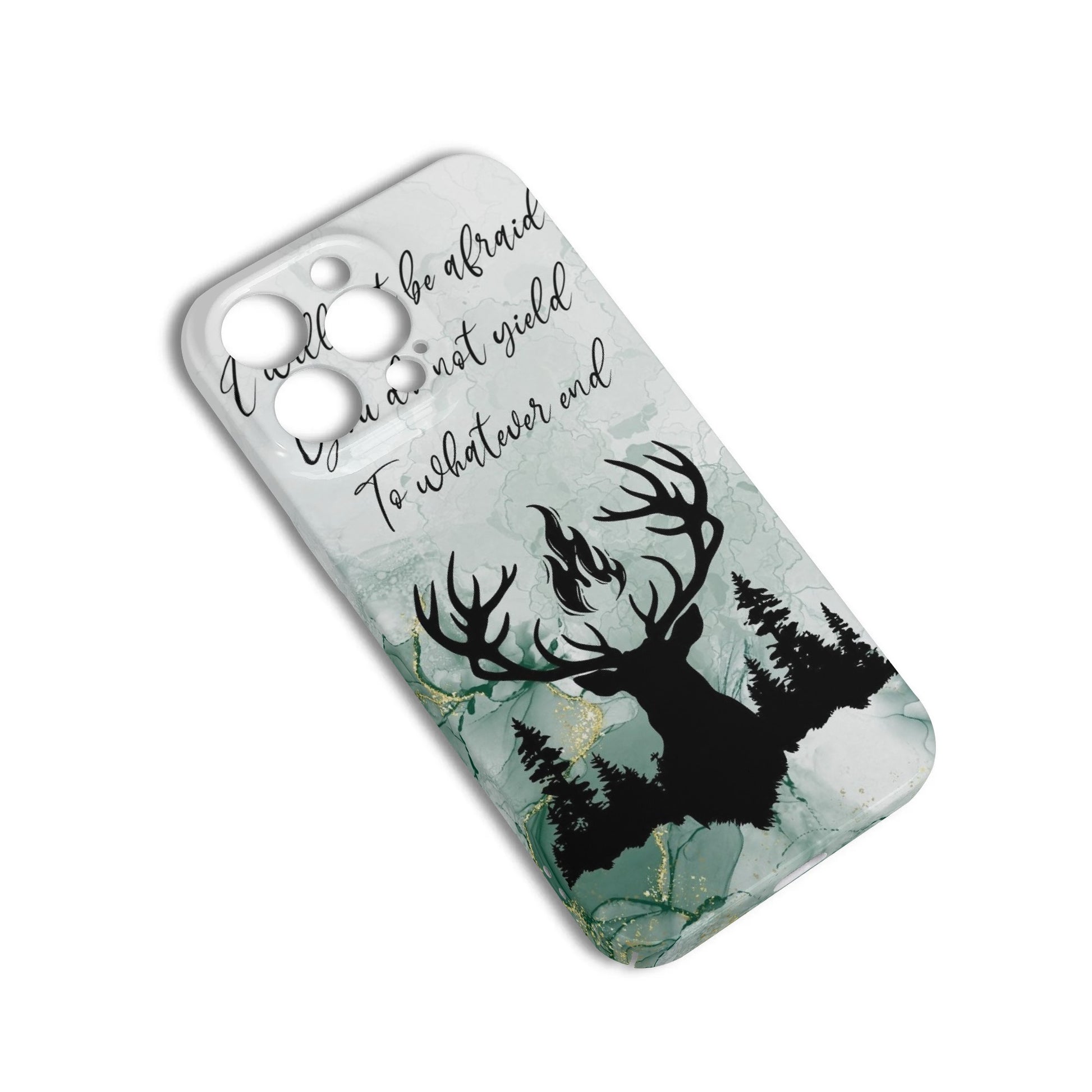 Terrasen Fireheart Deer Phone Case - Inspired by Throne of Glass, Magical Forest and Courage Quote iPhone Cover, Fantasy Art Accessories PCVLR02