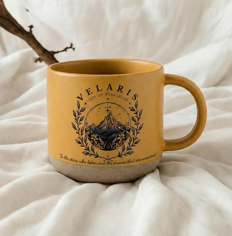 Velaris Pottery Mug, ACOTAR Inspired Bookish Coffee Cup, City of Starlight Night Court Gift for Fantasy Book Lovers PMVLR22