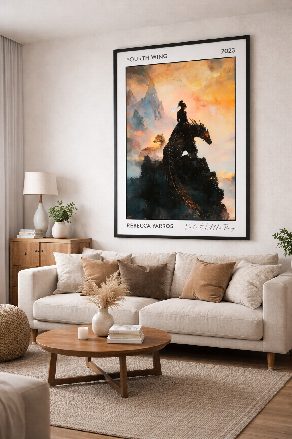 Fourth Wing Poster by Rebecca Yarros, Romantasy Dragon Wall Art Print, Bookish Fantasy Decor Gift for Readers VLRP65