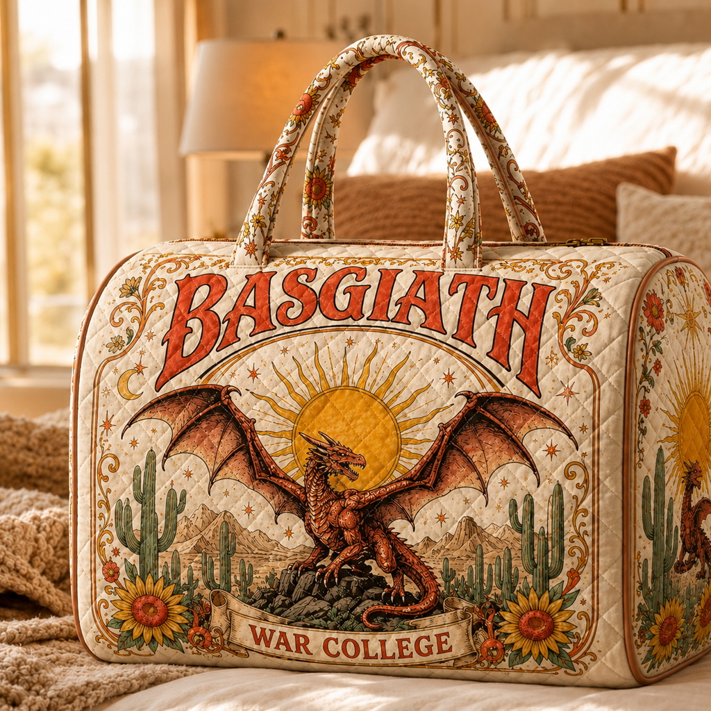 Basgiath War College Weekend Bag, Dragon Rider Quilted Duffel, Fourth Wing Inspired Travel Bag, Fantasy Dragon Duffel, Fourth Wing Fan Gift. QDBVLR6