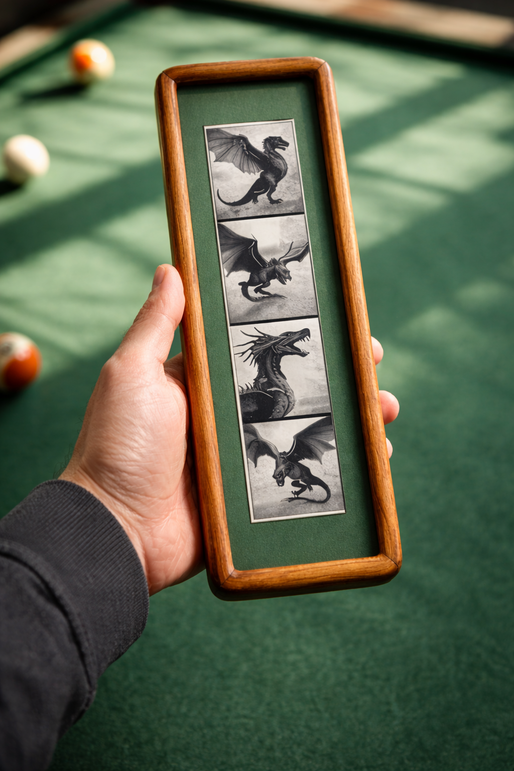 Elongated Solid Wood Photobooth Frame, Vertical Wooden Photo Strip Frame with Coloured Mount, Minimal Wall Hanging Picture Frame, Ready to Hang