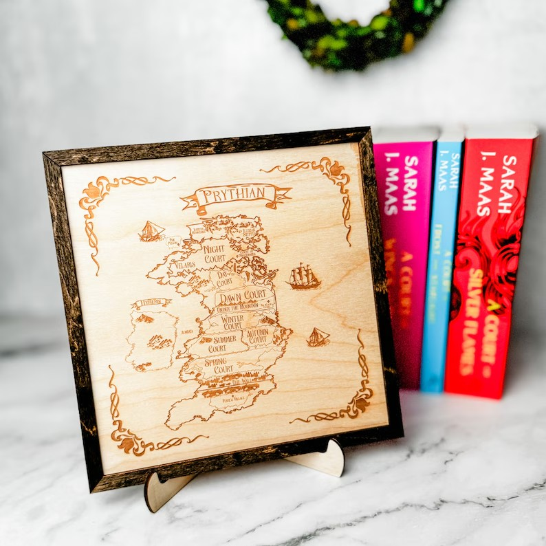 ACOTAR Prythian Map Wood Sign, Laser Engraved Fantasy Wall Art, Bookshelf Decor Gift WSVLR01