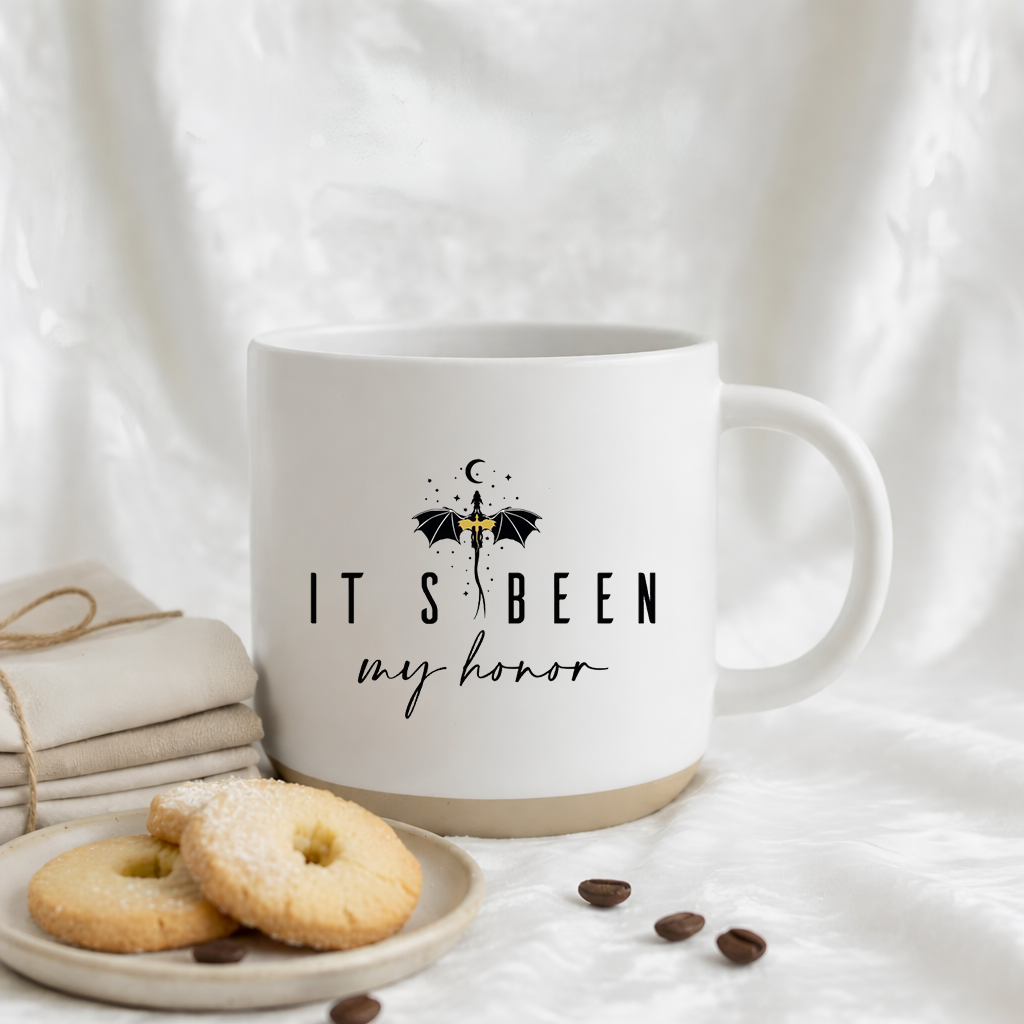 It’s Been My Honor Dragon Ceramic Mug, Fourth Wing Inspired Bookish Coffee Cup, Fantasy Reader Gift, Cozy Reading Aesthetic PMVLR13