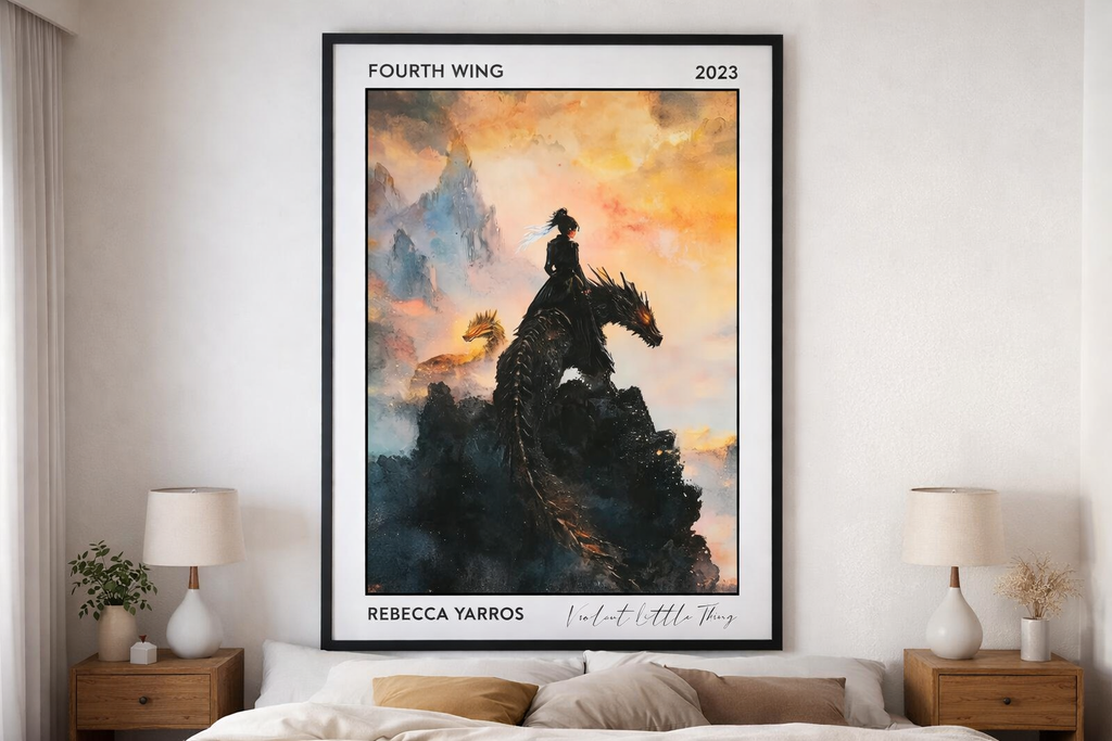 Fourth Wing Poster by Rebecca Yarros, Romantasy Dragon Wall Art Print, Bookish Fantasy Decor Gift for Readers VLRP65