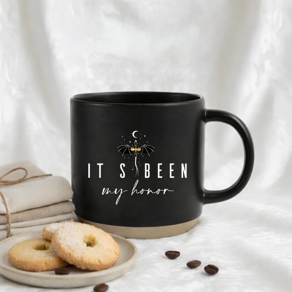 It’s Been My Honor Dragon Ceramic Mug, Fourth Wing Inspired Bookish Coffee Cup, Fantasy Reader Gift, Cozy Reading Aesthetic PMVLR13
