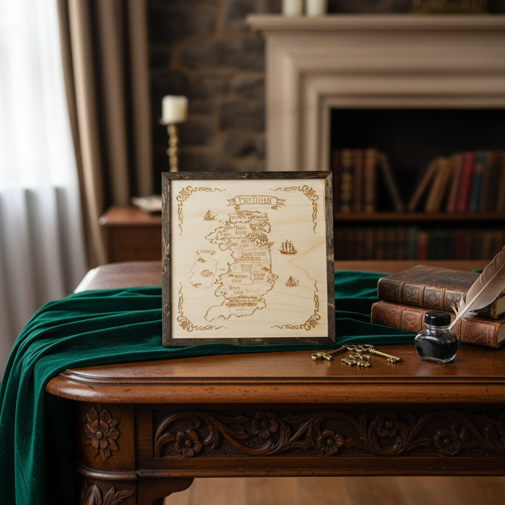 ACOTAR Prythian Map Wood Sign, Laser Engraved Fantasy Wall Art, Bookshelf Decor Gift WSVLR01