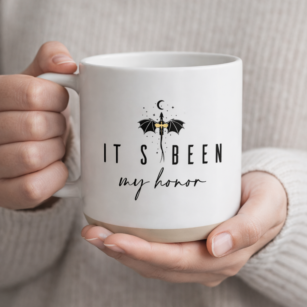 It’s Been My Honor Dragon Ceramic Mug, Fourth Wing Inspired Bookish Coffee Cup, Fantasy Reader Gift, Cozy Reading Aesthetic PMVLR13