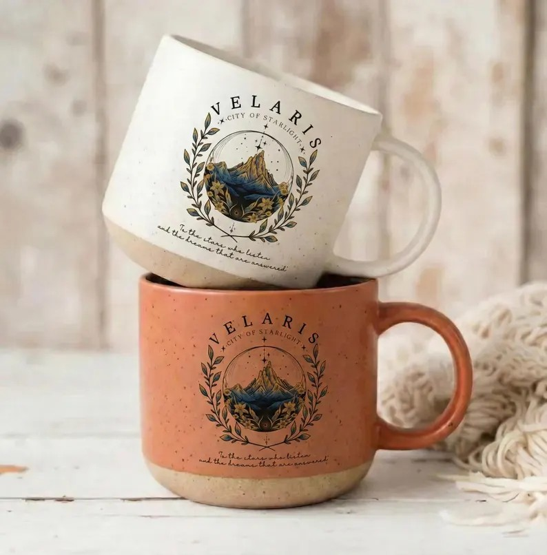 Velaris Pottery Mug, ACOTAR Inspired Bookish Coffee Cup, City of Starlight Night Court Gift for Fantasy Book Lovers PMVLR22