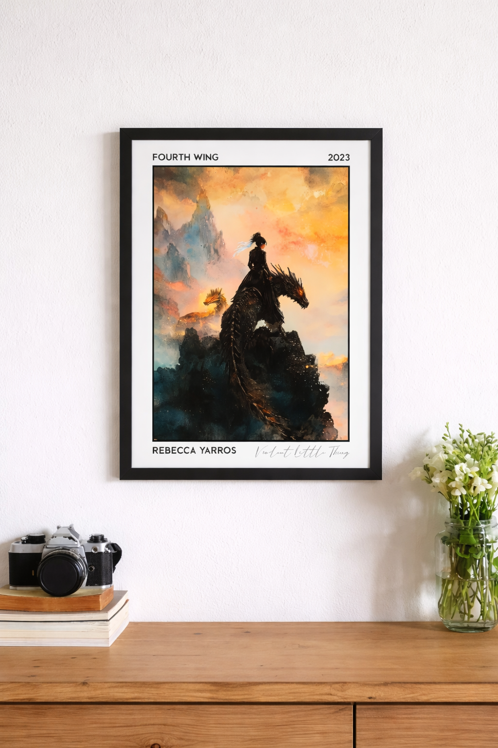 Fourth Wing Poster by Rebecca Yarros, Romantasy Dragon Wall Art Print, Bookish Fantasy Decor Gift for Readers VLRP65