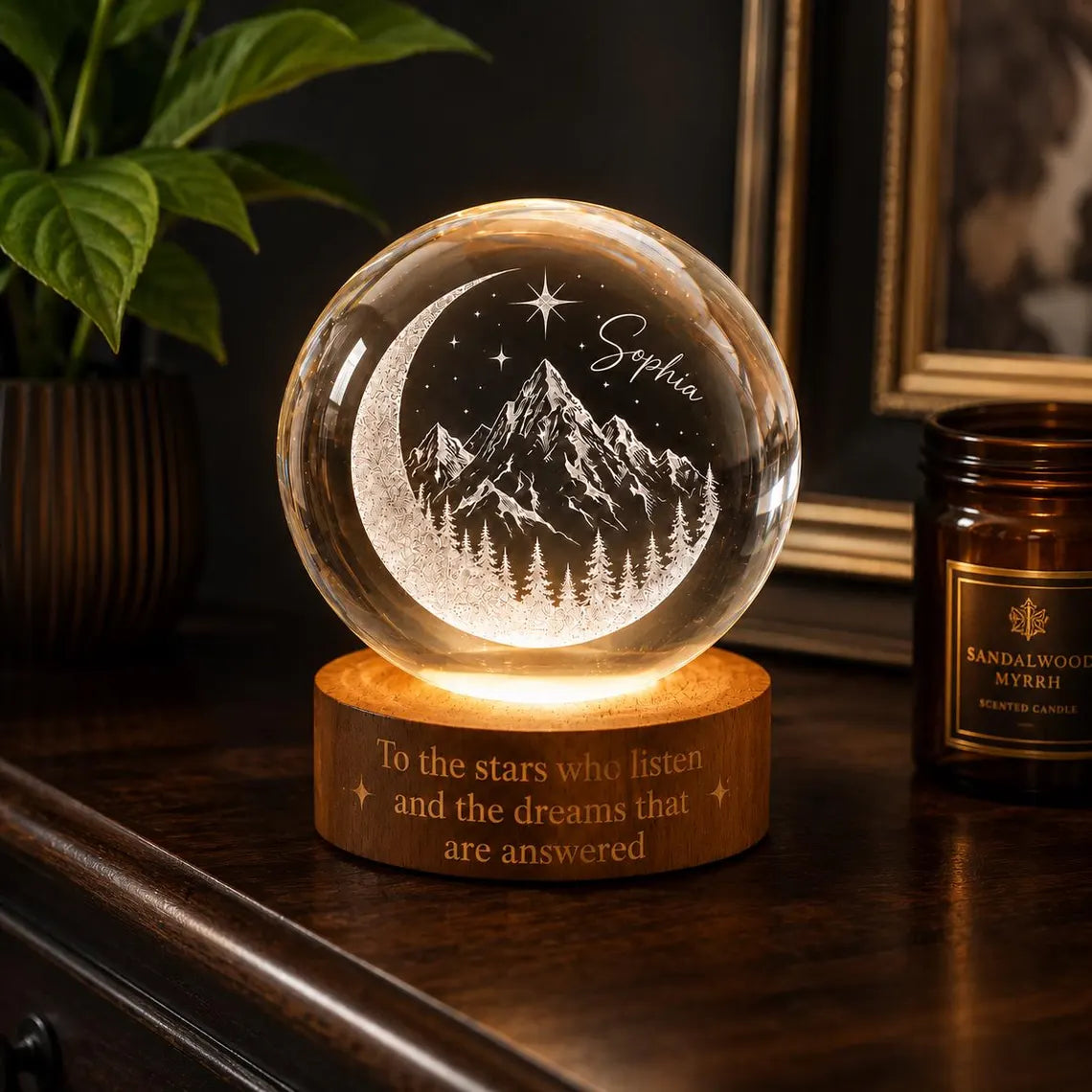 Custom To the Stars Who Listen Crystal Ball Night Light, Night Court Inspired, Book Lover Gift for her, Velaris Lamp, City Starlight. NLVLR5