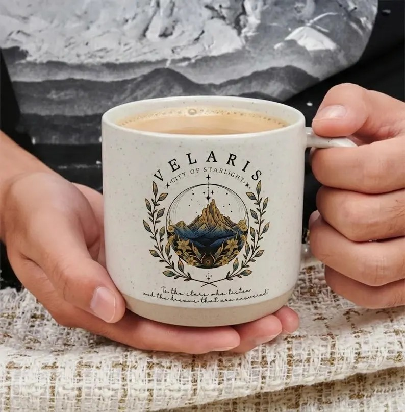 Velaris Pottery Mug, ACOTAR Inspired Bookish Coffee Cup, City of Starlight Night Court Gift for Fantasy Book Lovers PMVLR22