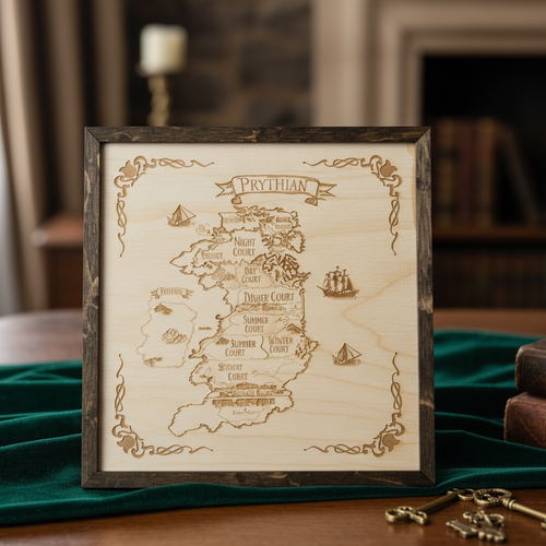 ACOTAR Prythian Map Wood Sign, Laser Engraved Fantasy Wall Art, Bookshelf Decor Gift WSVLR01
