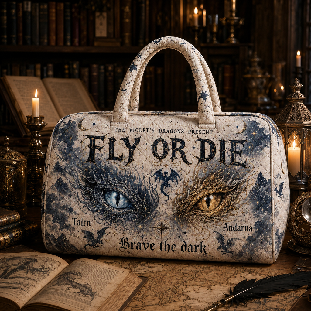 Fly Or Die Weekend Quilted Bag, Fourth Wing, Die Or Fly Quilted Duffel Bag, Fantasy Travel Duffel, Fourth Wing Gift, Reader Travel Gift. QDBVLR7