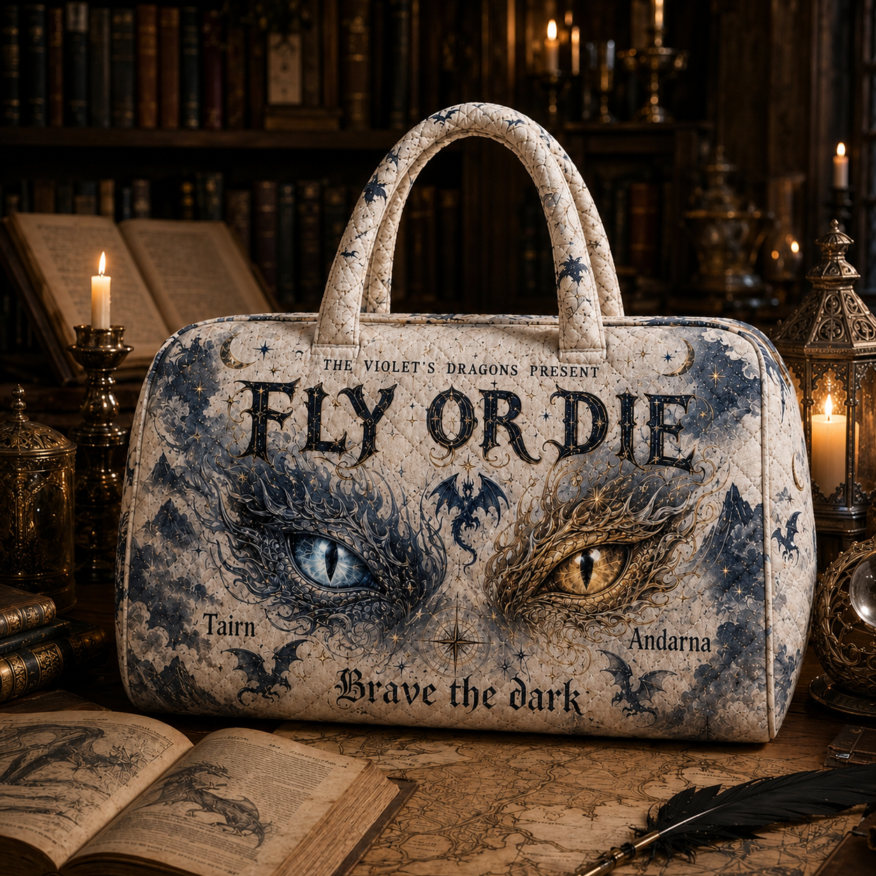 Fly Or Die Weekend Quilted Bag, Fourth Wing, Die Or Fly Quilted Duffel Bag, Fantasy Travel Duffel, Fourth Wing Gift, Reader Travel Gift. QDBVLR7