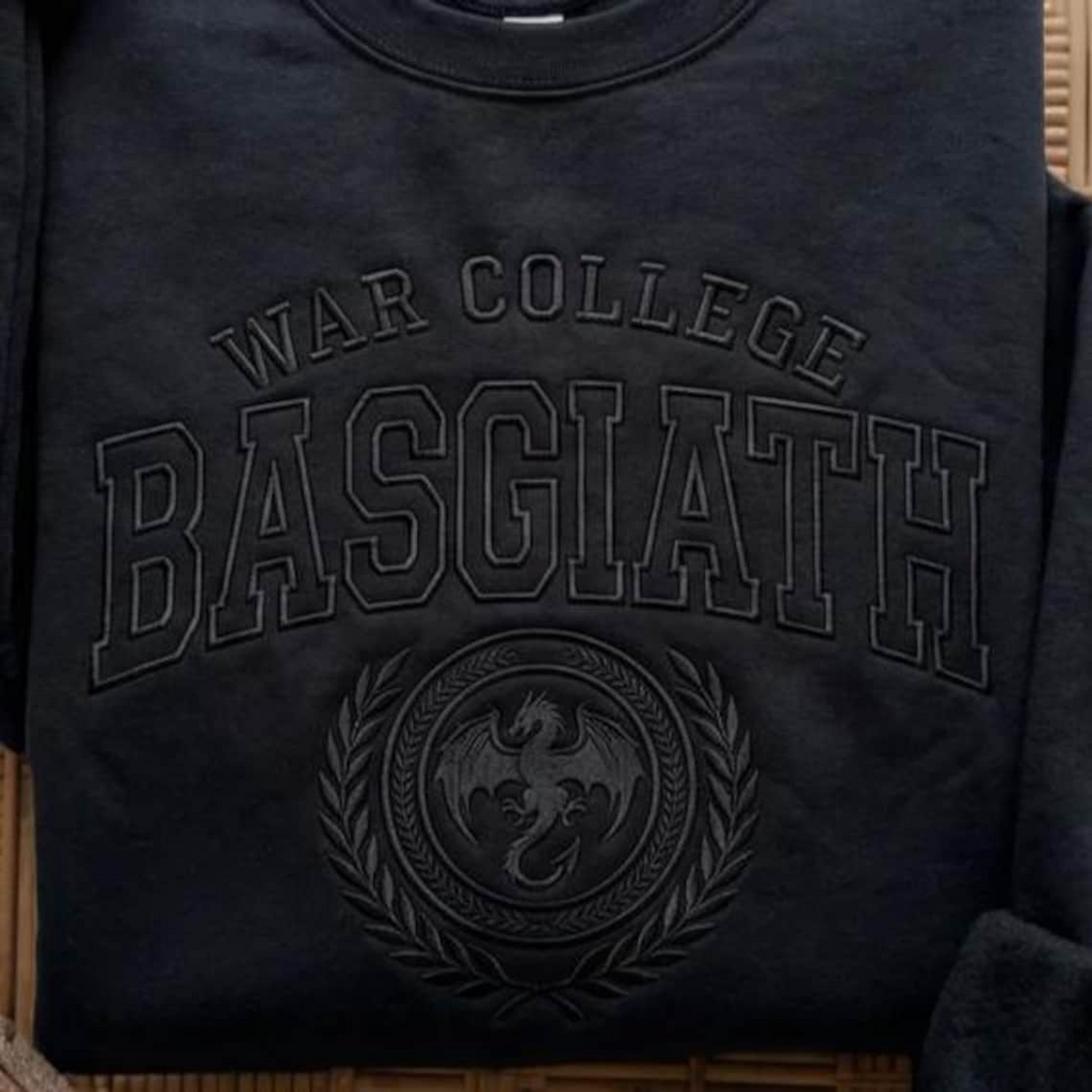 Basgiath War College Embroidered Sweatshirt, Fourth Wing Inspired Dragon Rider Crewneck, Bookish Fantasy Reader Gift VEMB651
