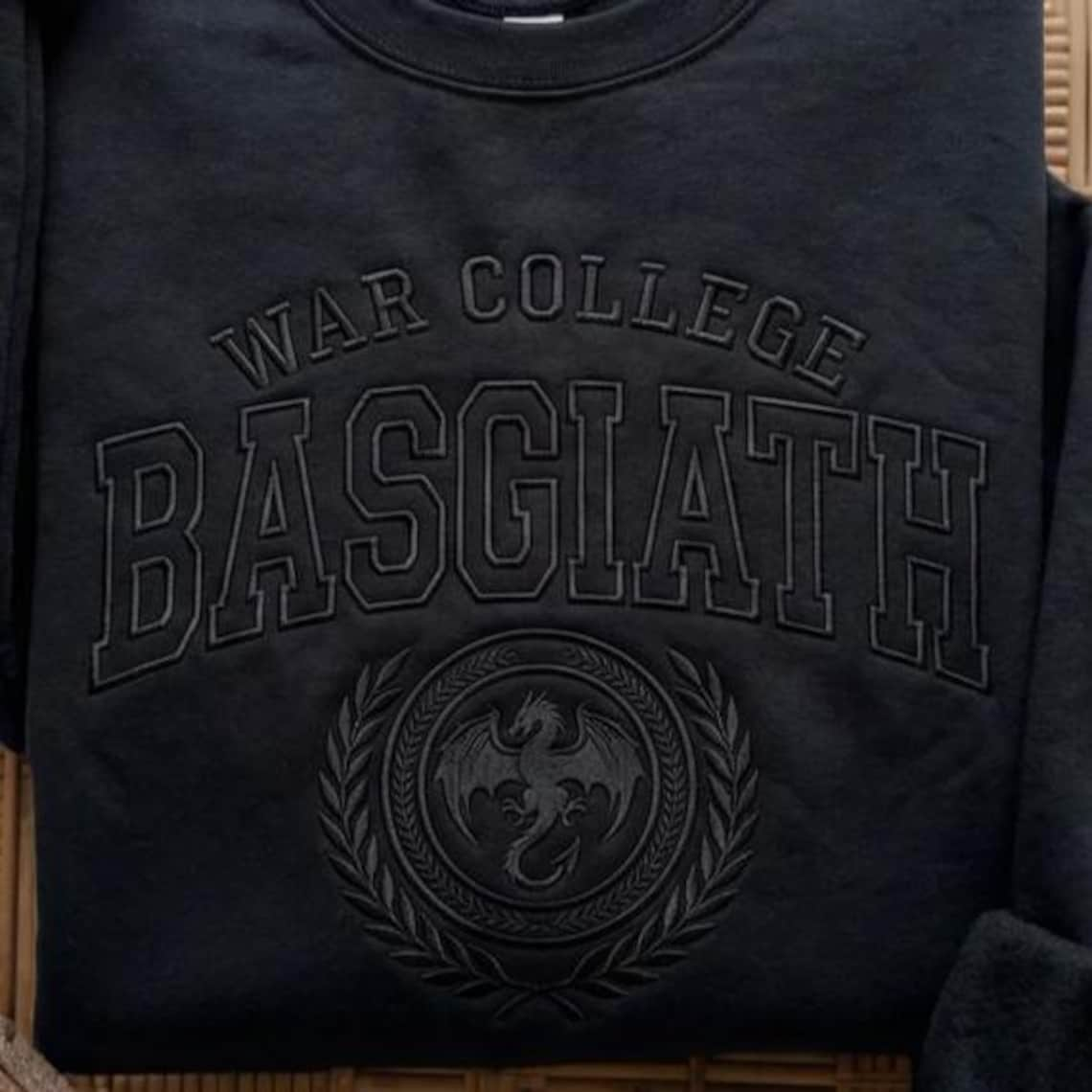 Basgiath War College Embroidered Sweatshirt, Fourth Wing Inspired Dragon Rider Crewneck, Bookish Fantasy Reader Gift VEMB651