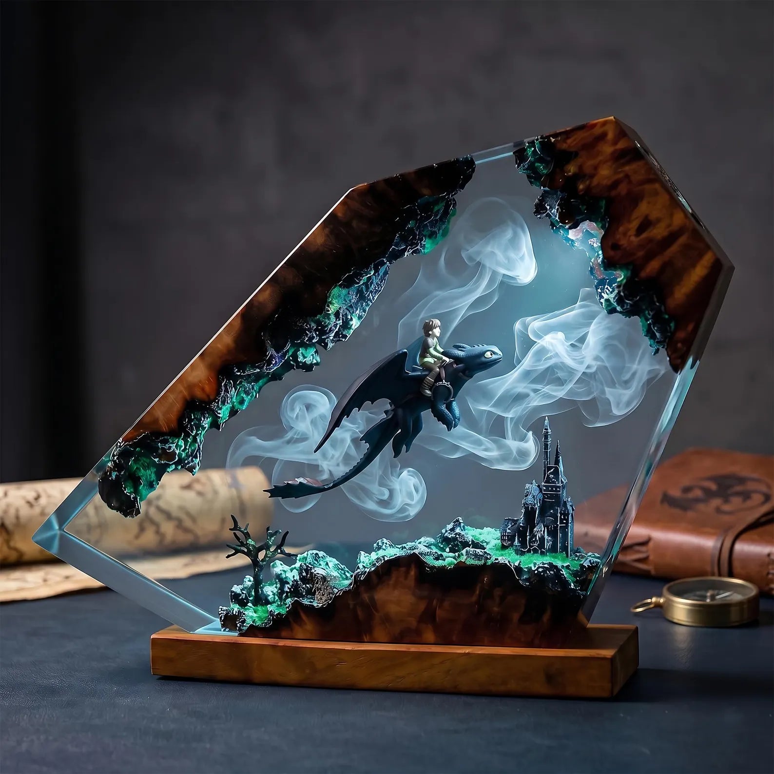 Tairn and Andarna Resin Lamp, Fourth Wing Inspired Dragon Decor, Empyrean Book Lover Gift, Fantasy RGB LED Night Light. ERNLVLA15