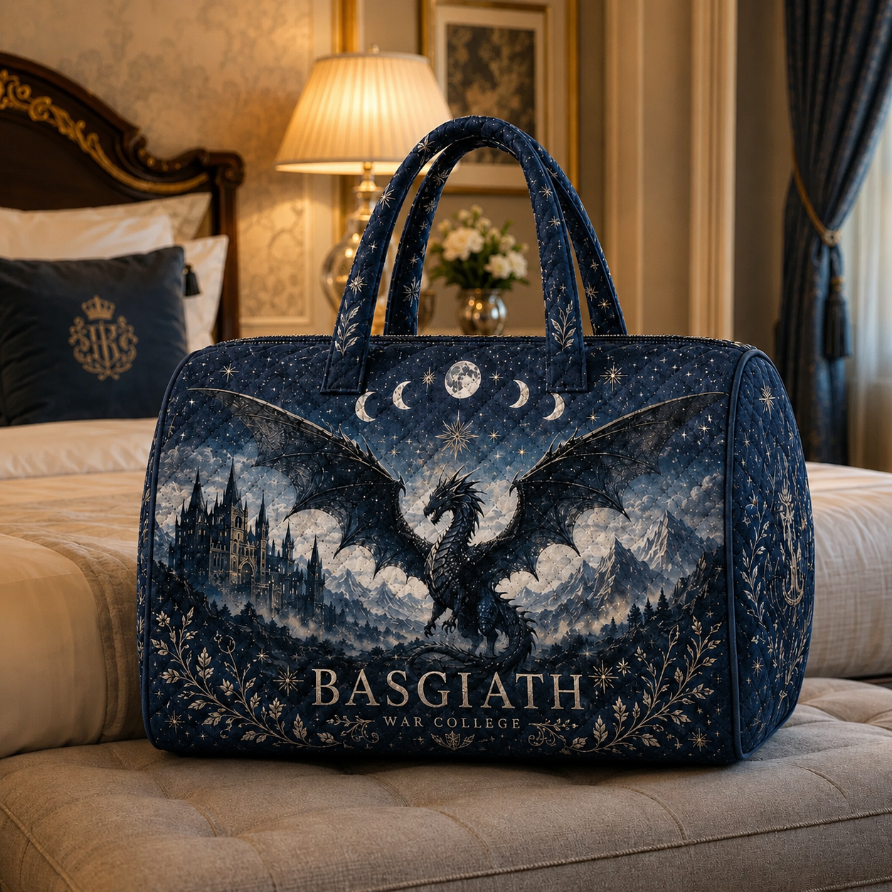 Basgiath War College Quilted Bag, Dragon Fantasy Weekend Duffel, Dragon Rider Travel Bag, Basgiath War College Duffel, Fourth Wing Gift. QDBVLR5