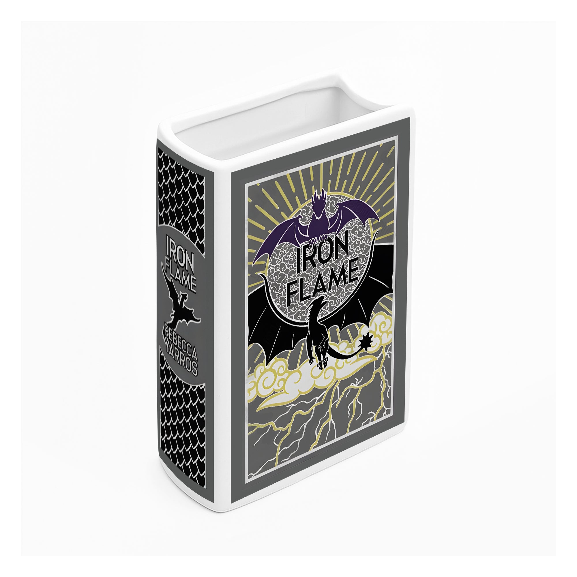 Iron Flame Ceramic Book Vase, Ceramic Fantasy Book Shaped Flower Vase, Fourth Wing Inspired Home Decor, Dragon Reader Gift for Book Lovers CVVRL01