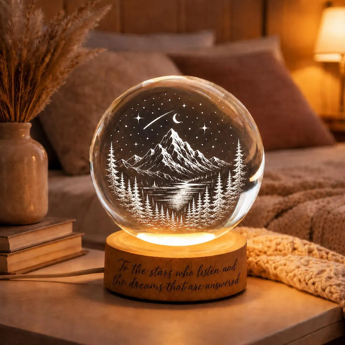 To the Stars Who Listen Crystal Ball Night Light, Night Court Inspired, Book Lover Gift, Velaris Lamp, City Starlight, Gift For Her. NLVLR7
