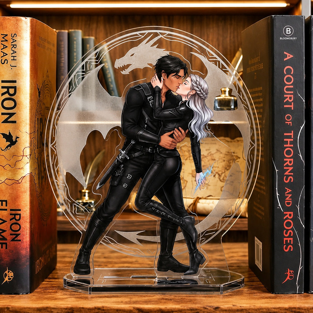 Xaden and Violet Acrylic Bookend Standee, Fourth Wing Inspired Bookshelf Decor, Dragon Fantasy Romance Display, Romantasy Reader Gift. BSVLAR12