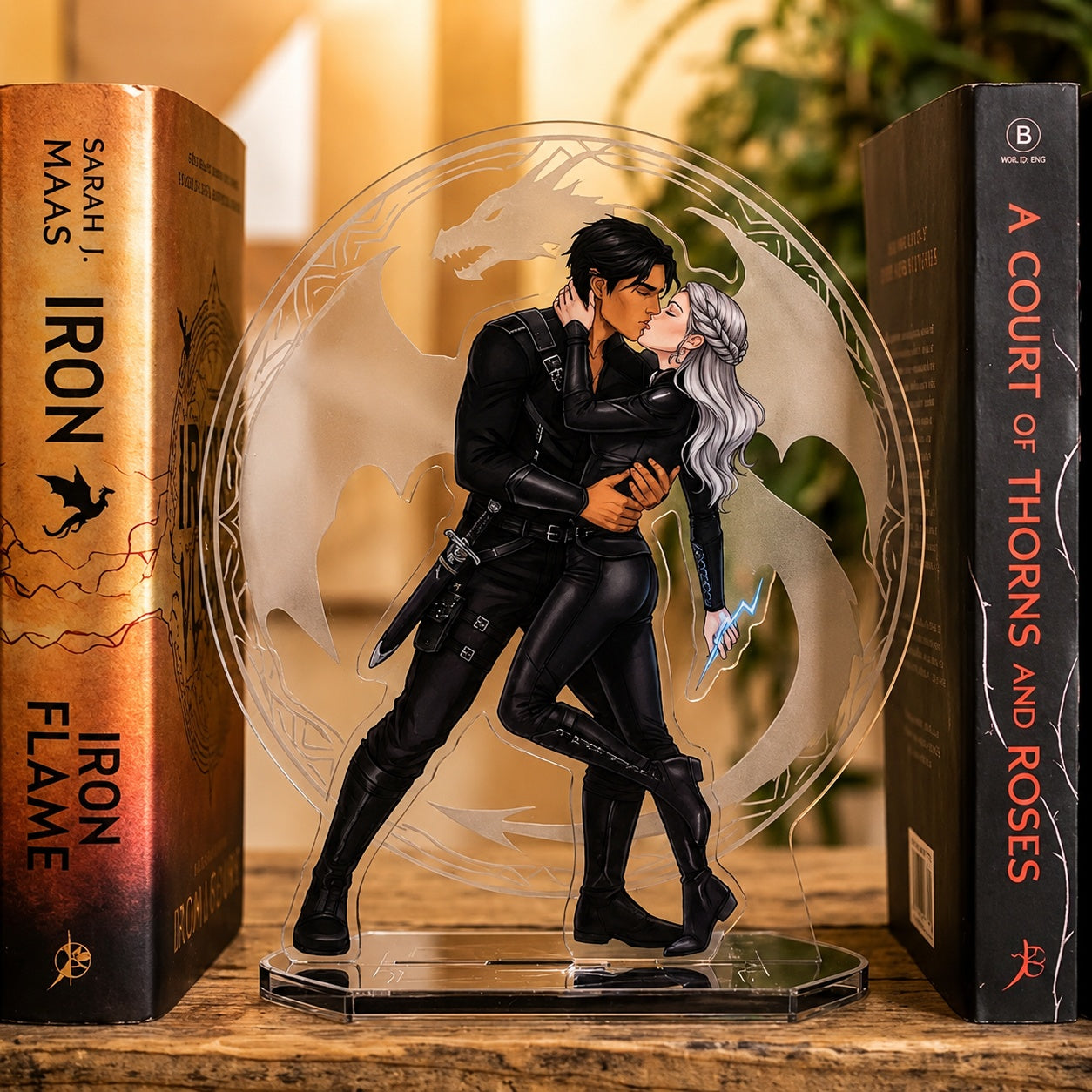 Xaden and Violet Acrylic Bookend Standee, Fourth Wing Inspired Bookshelf Decor, Dragon Fantasy Romance Display, Romantasy Reader Gift. BSVLAR12