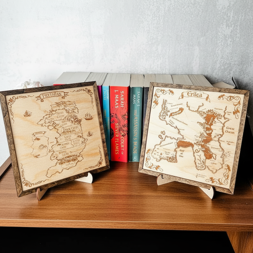 Throne of Glass Erilea Map, Wooden Wall Art for Bookshelf Decor WSVLR04