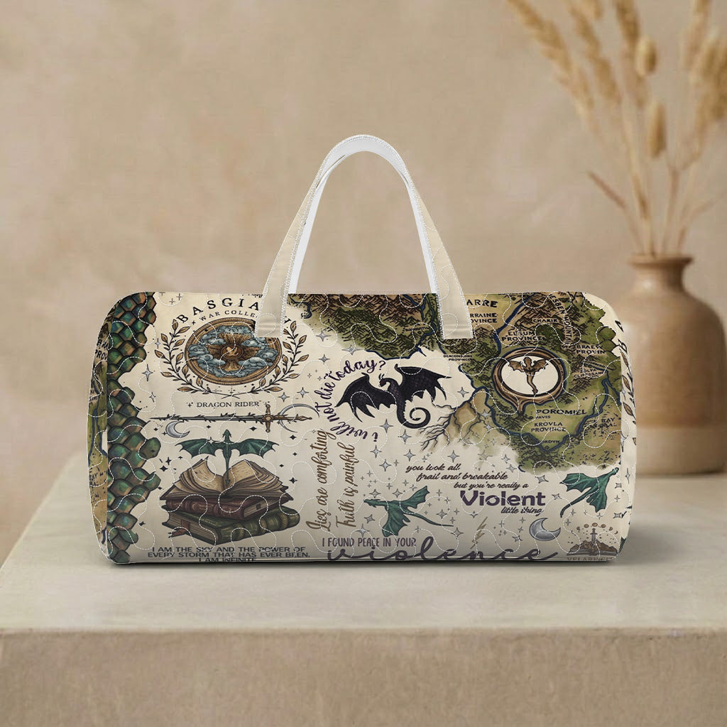 Fourth Wing Inspired Duffle Bag, Dragon Rider Weekender Bag, Fantasy Bookish Duffel Bag, Quilt Travel Bag, Book Lover Gift, QTBVLR01