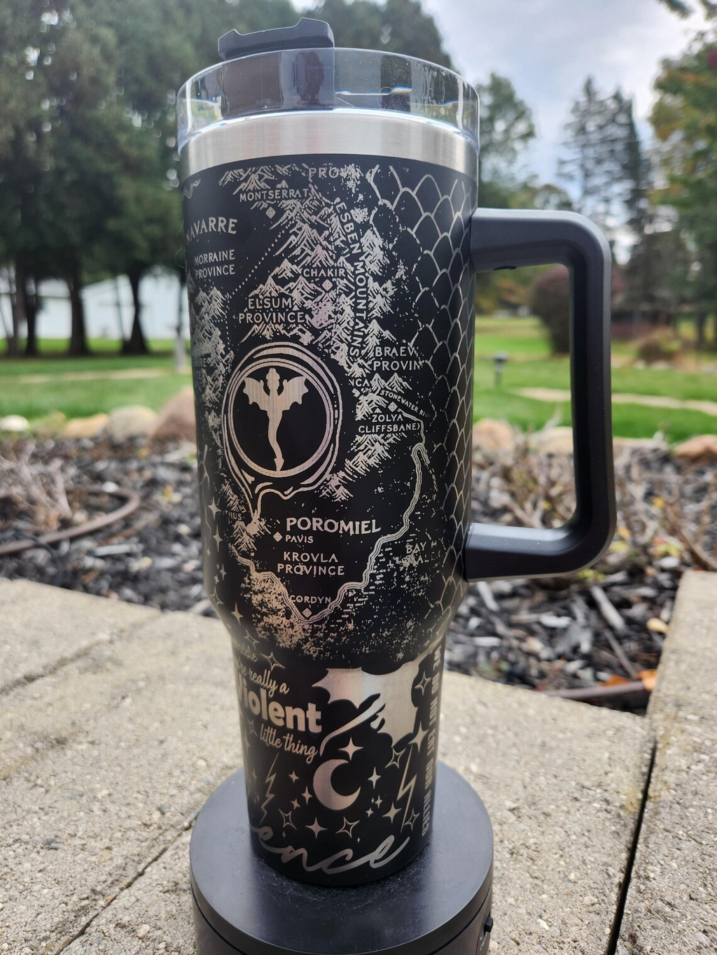 Fourth Wing Navarre Map 30oz/40oz Stainless Steel Tumbler with Laser Engraved Basgiath Dragon Design, VLR59
