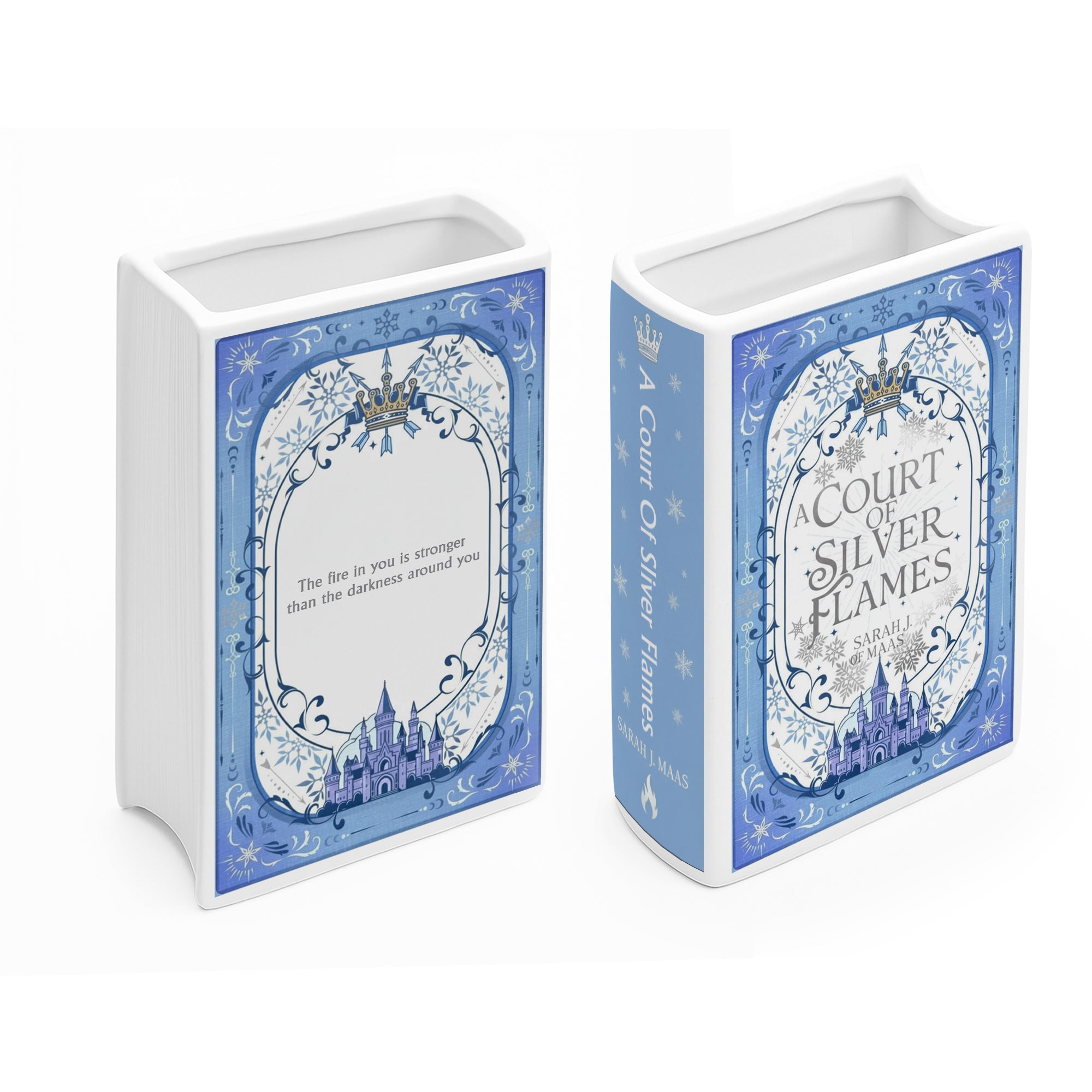 A Court of Silver Flames Ceramic Book Vase, ACOTAR Home Decor, Book Lover Gift, Fantasy Bookish Vase, Decorative Library Accent CVVLR31