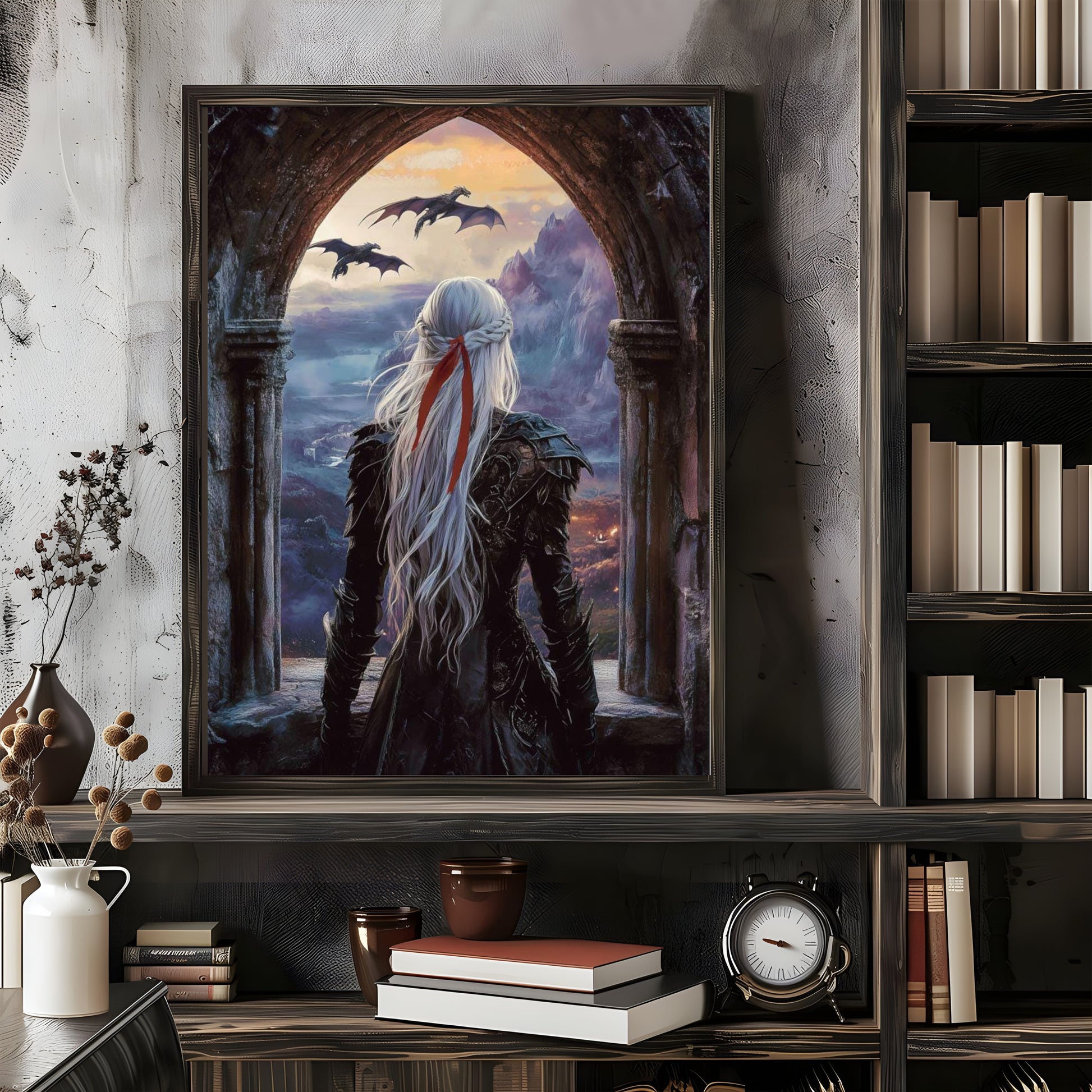 Throne of Glass Manon Print with Wyverns, TOG Fan Art Matte Poster for Booktok & Book Lovers, Cozy Fandom Gift, High-Quality Wall Décor VLRP40