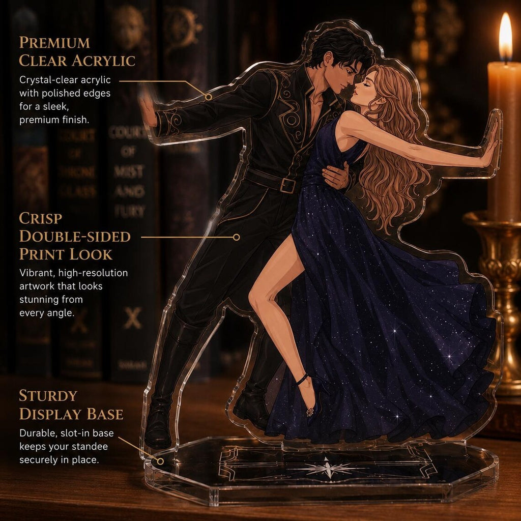 Rhysand and Feyre Acrylic Bookend Standee, ACOTAR Inspired Bookshelf Decor, Romantasy Couple Display, Fantasy Reader Gift. BSVLAR02
